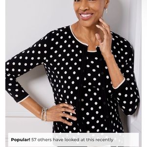 NWT: Talbots 3X Black and White Polka Dot Cardigan